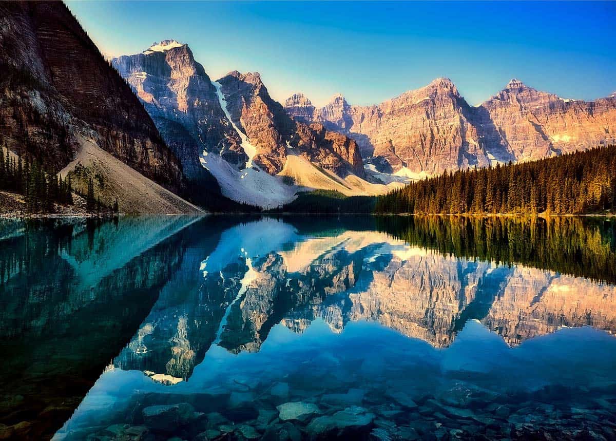 mountain reflections on Moraine Lake, Banff National Park