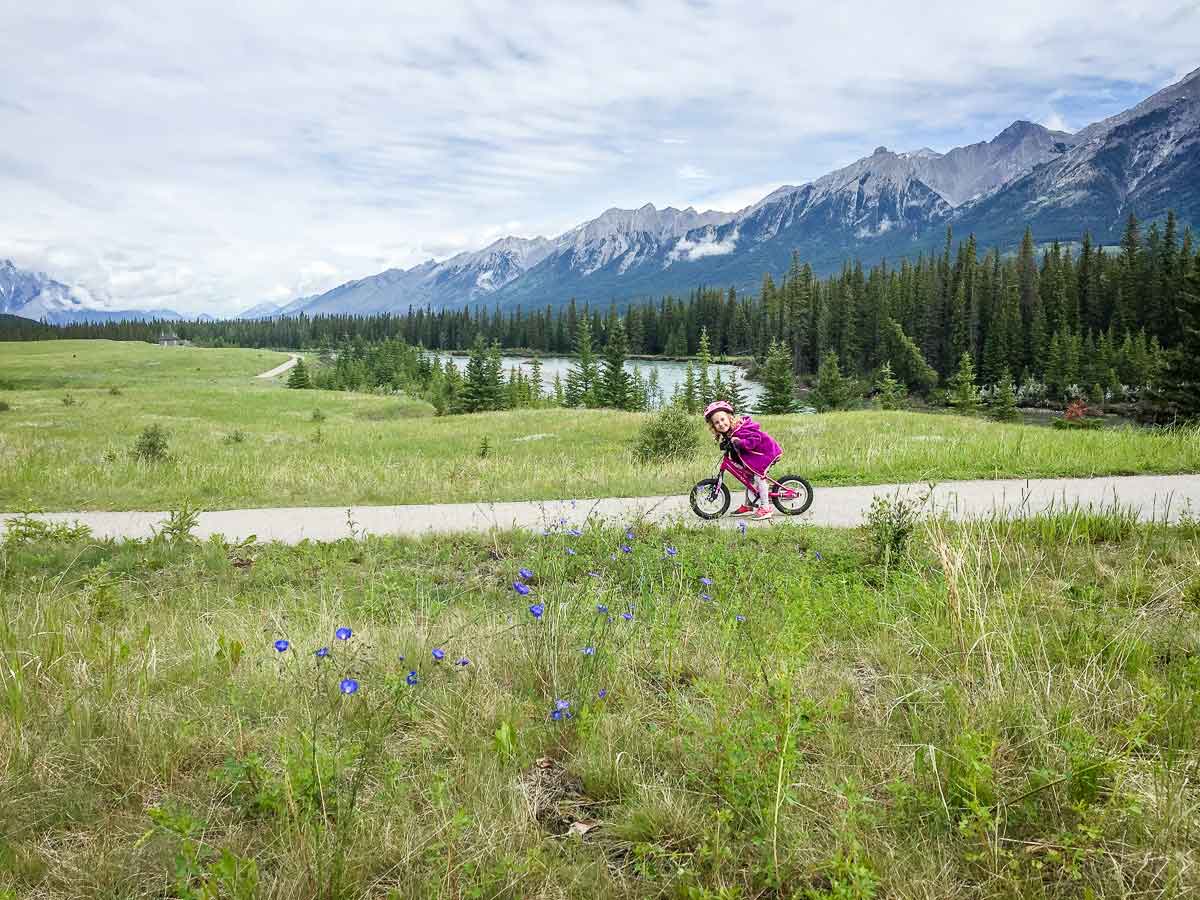The Canmore bike trail system has tons of great trails for kids - our kids love this stretch by the stinky river!