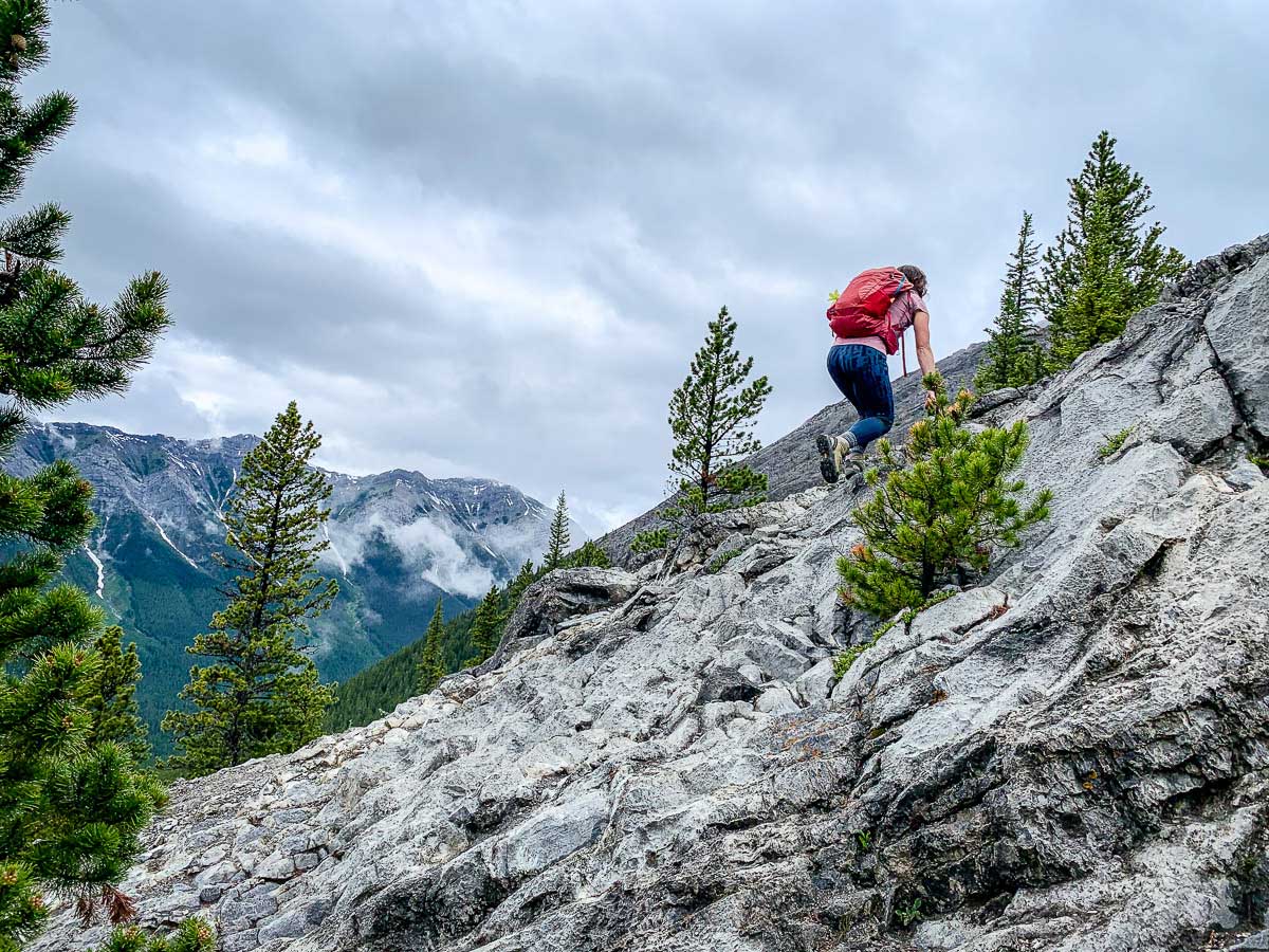 The EORR hike near Canmore involves a lot of scrambles