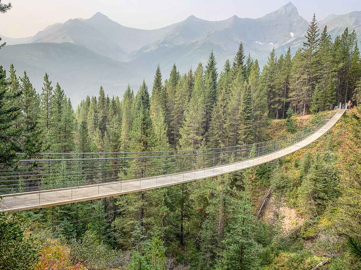 The Blackshale Suspension Bridge in Kananaskis Country is a popular kid-friendly hike