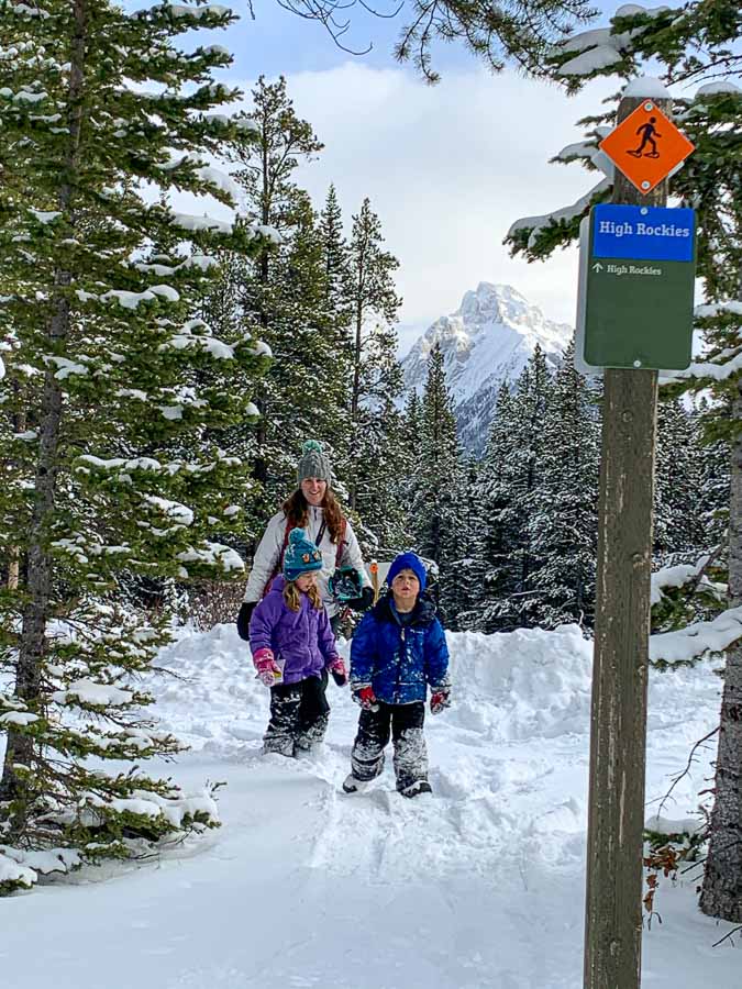 Family friendly Kananaskis snowshoeing trails