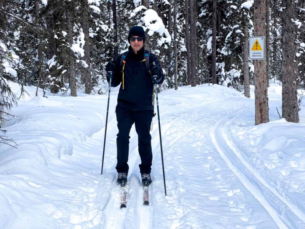 Dan Brewer skis the Fairview cross-country ski trail at Lake Louise, Banff National Park.