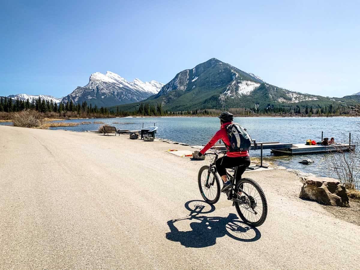 Cycling Vermilion Lakes Drive in Banff National Park Biking on Vermilion Lakes Drive Banff National Park