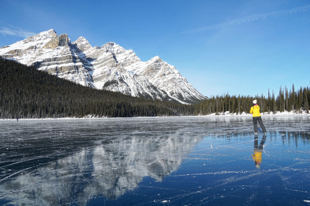 Skating on Peyto Lake in Banff National Park