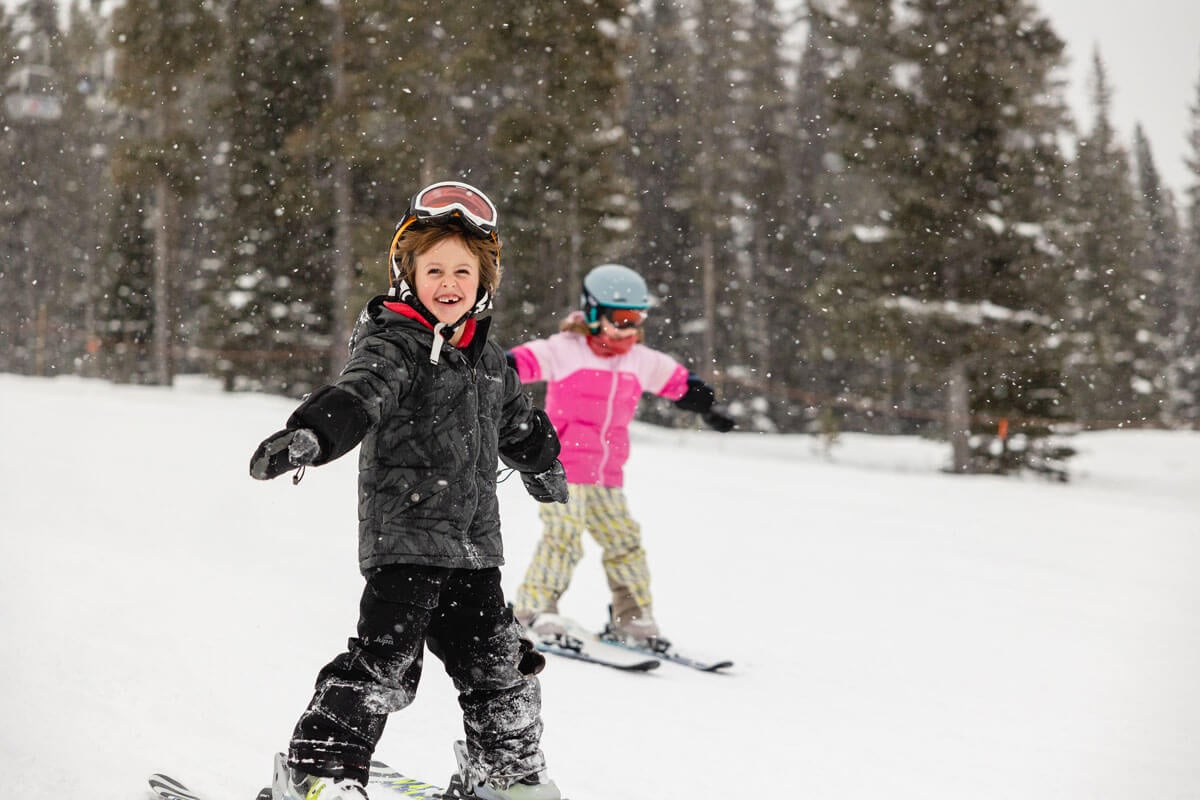 Kids skiing in Banff at Lake Louise Ski Resort