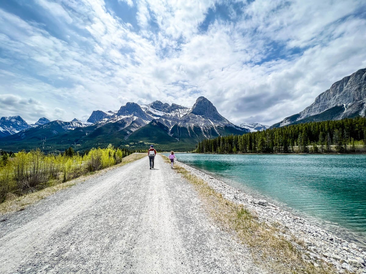 Best Easy Canmore Walking Trails - Rundle Forebay Reservior Trail one of our favorite walks in Canmore is along the Rundle Reservoir