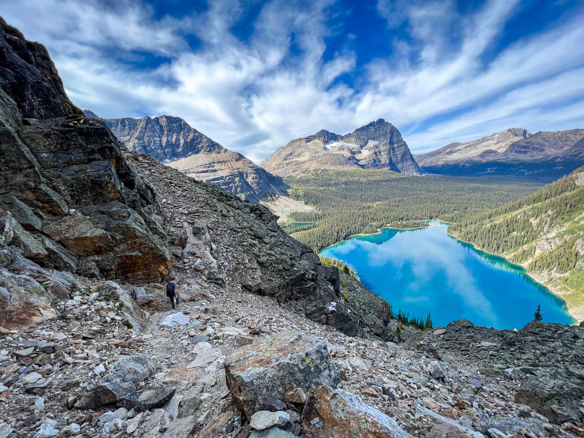 An elevated view of Lake O'Hara in Yoho National Park, Canada