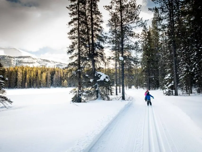 The Brewer kids enjoy cross-country skiing at Pipestone near Lake Louise in Banff National Park.