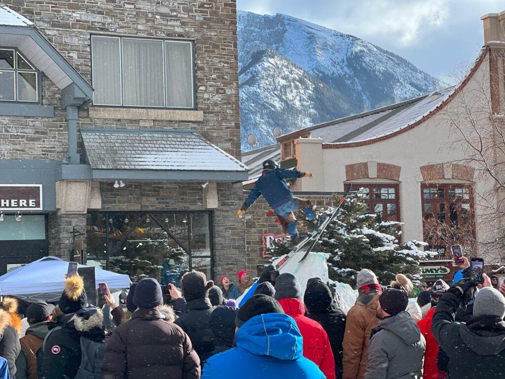 Skijoring in Banff.