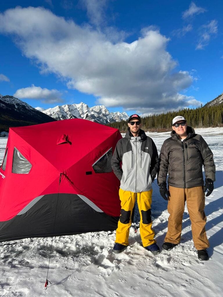 Ice fishing in Kananaskis.