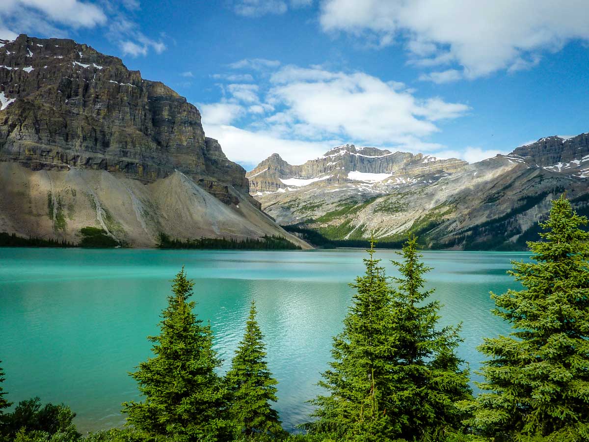 Bow Lake along Icefields Parkway in Banff National Park.