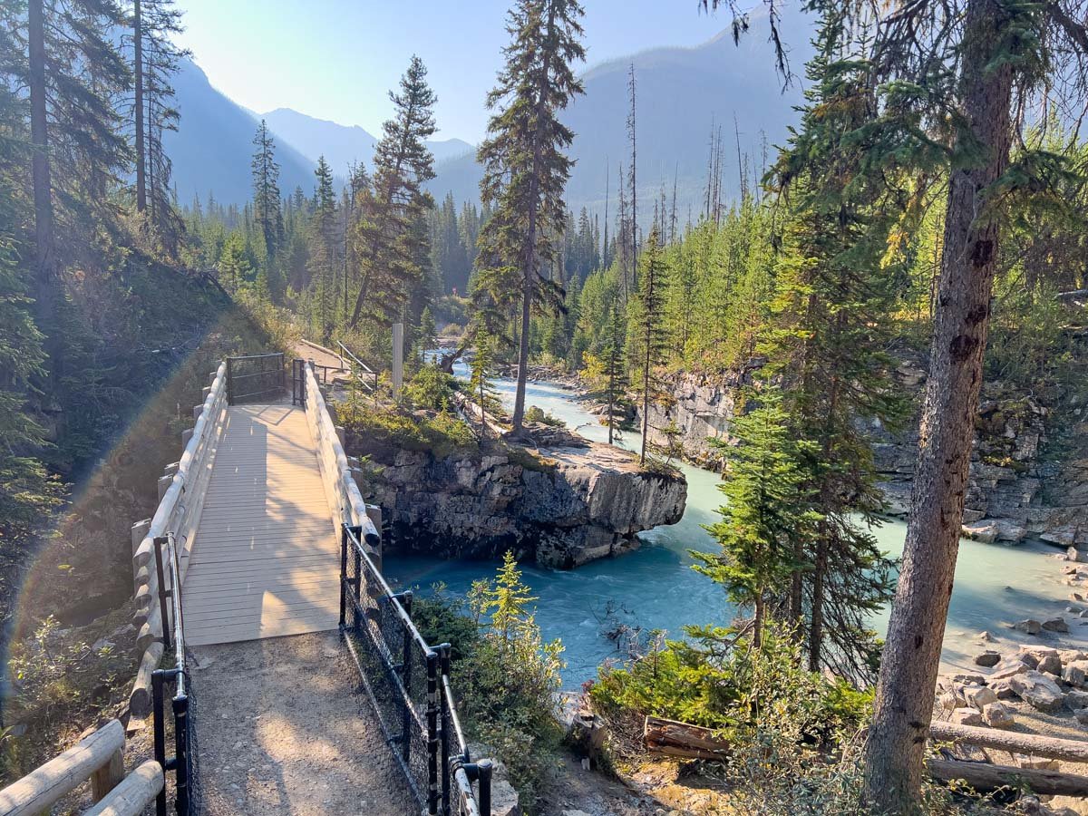 the Marble Canyon hiking trail crosses over the Tokumm Creek in Kootenay National Park, Canada.