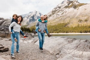 Travel Banff Canada owners - Celine Brewer, Dan Brewer and kids