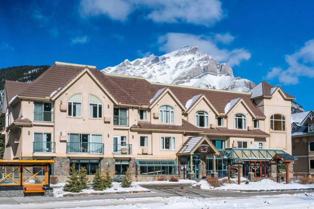 Mountain views surround Irwin's Mountain Inn - an affordable Banff hotel for families.