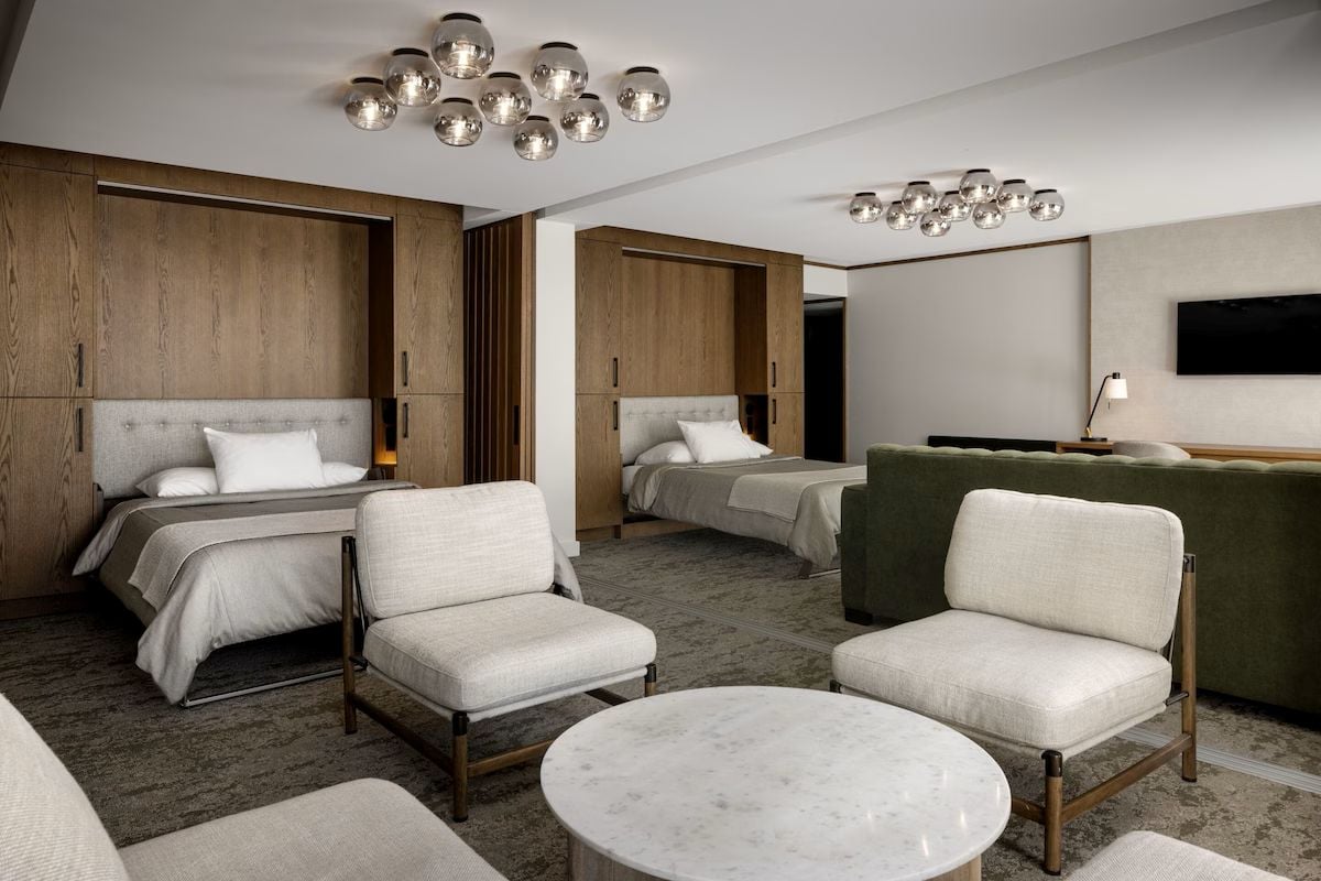 A spacious Lodge Suite at the Banff Park Lodge hotel is ideal for multi-generational family vacations to Banff.