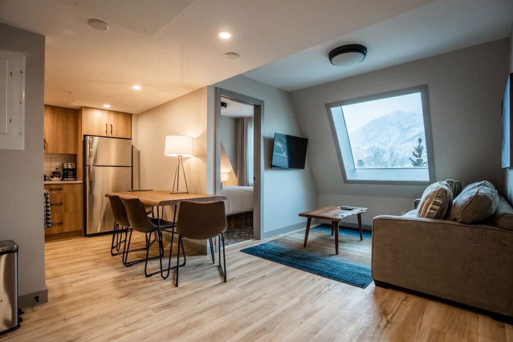 a large 2-bedroom family suite at Basecamp Suites Banff.