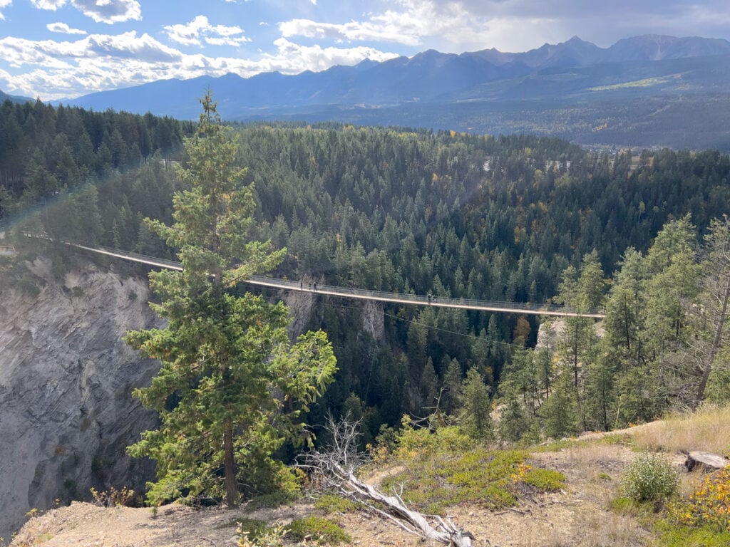 Golden Skybridge suspension bridge over the canyon in Golden, BC.