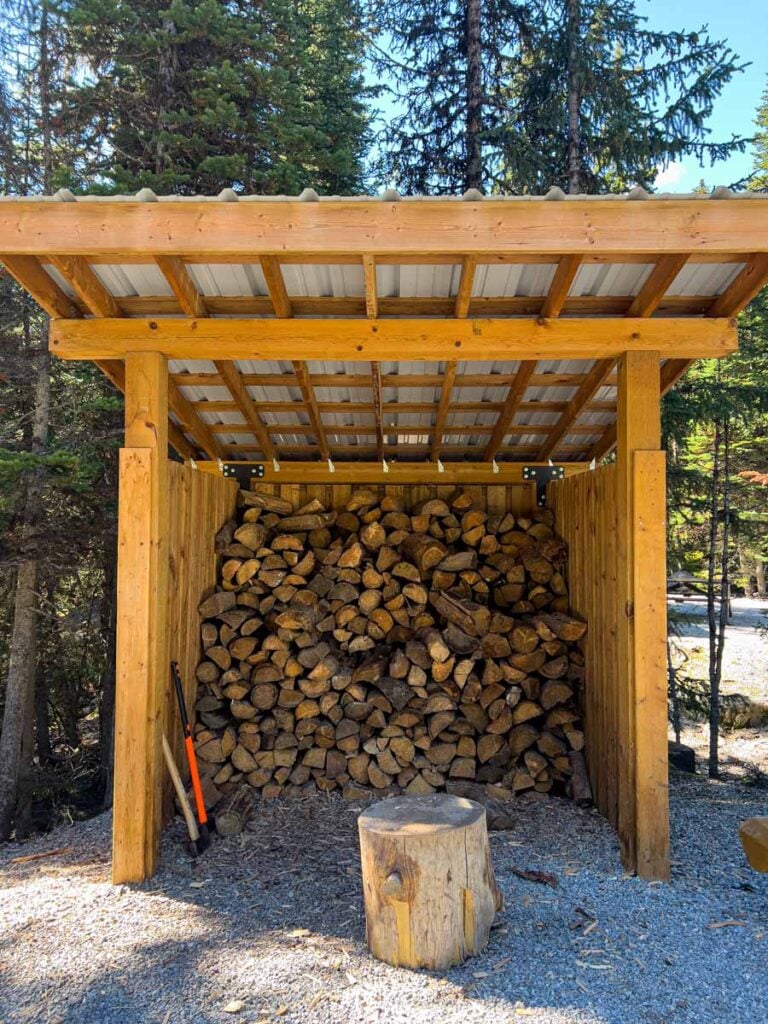 The supply of free firewood at the Lake O'Hara campground.