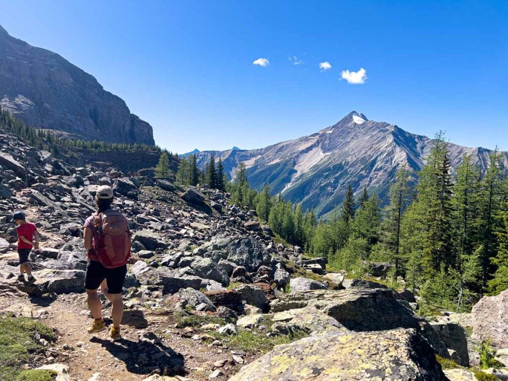 Celine Brewer hikes with her family through the McArthur Pass Loop during a day of hiking at Lake O'Hara.