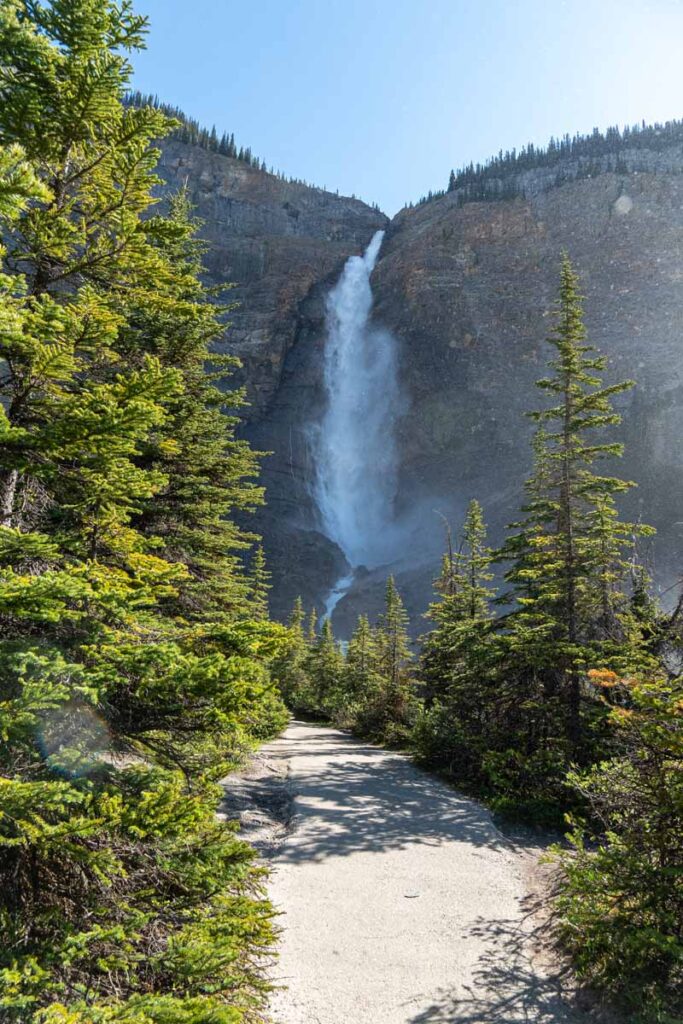 The easy walking trail to the Takakkaw Falls viewpoint.