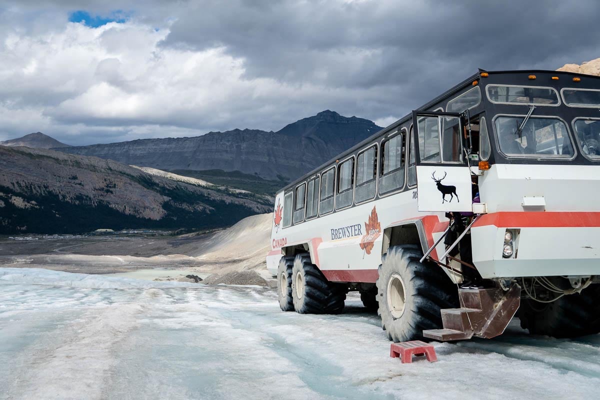 Ice Explorer on Athabasca Glacier Ice Explorer truck on Athabasca Glacier in Jasper National Park
