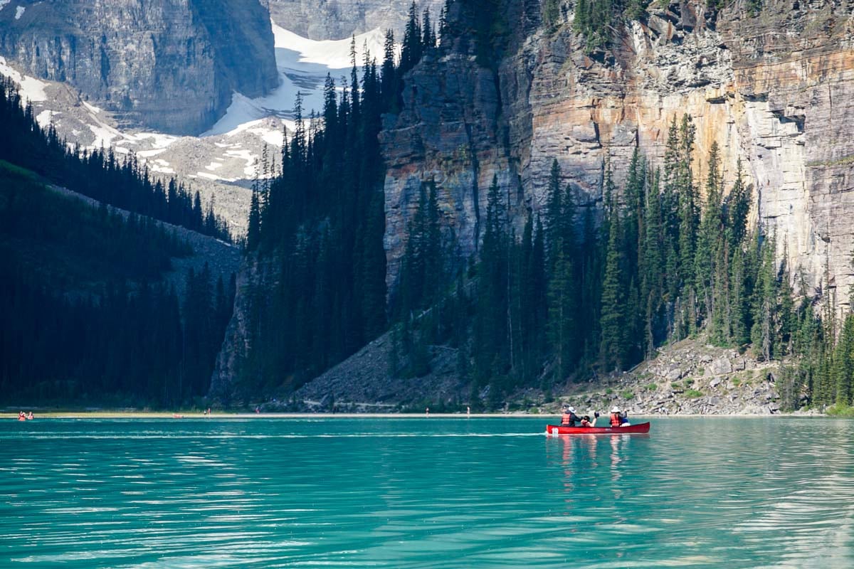 Canoeing Lake Louise early June
