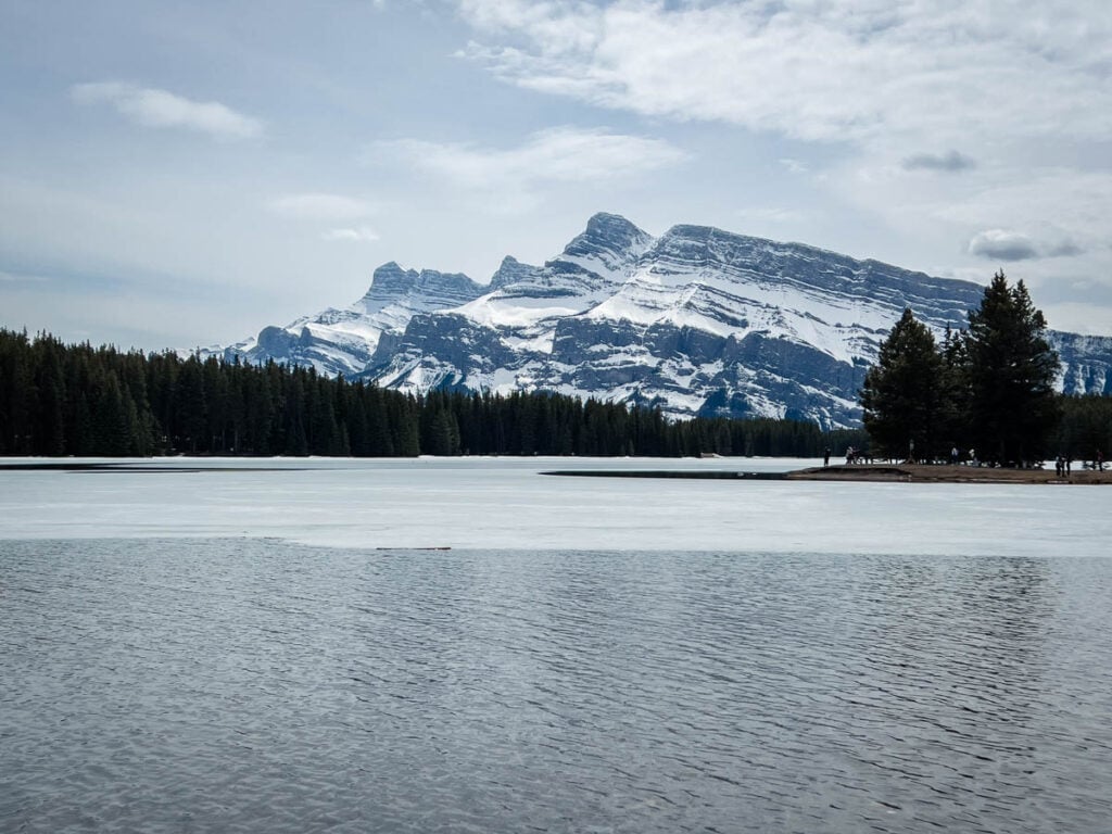 Two Jack Lake partially frozen on May 5, 2024.