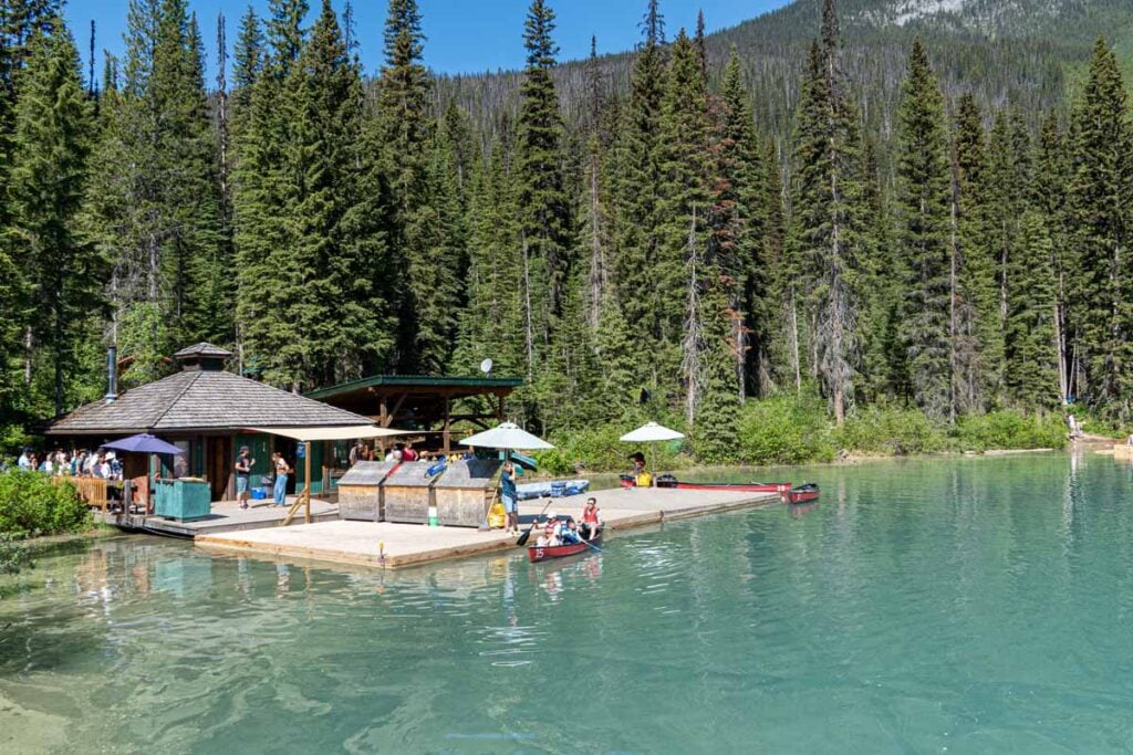 Canoe rentals at Emerald Lake from the Boathouse Trading Co.