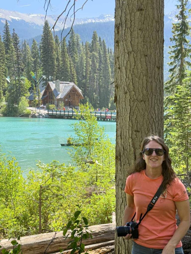 Celine Brewer visits Emerald Lake in summer.