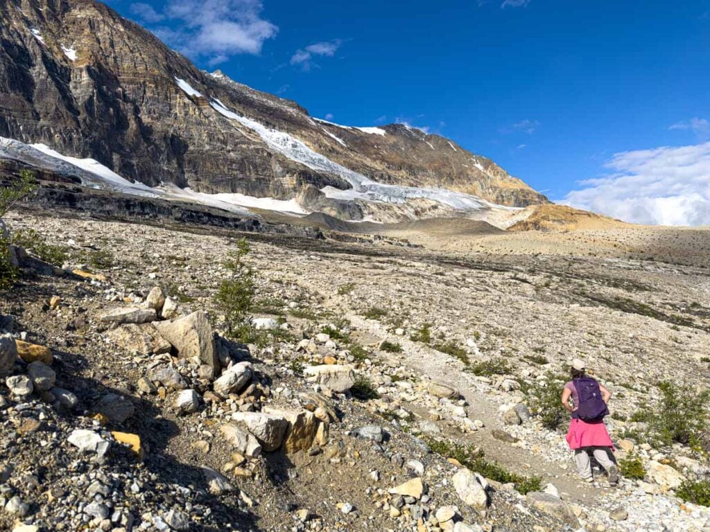 Celine Brewer hikes the alpine zone on the Iceline Trail in Yoho National Park.